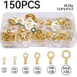 150PCS Ring Cable Lug Ring Eye Terminal M3-10 Bare Terminal Cable Wire Connector Brass Terminals Electrical Supplies