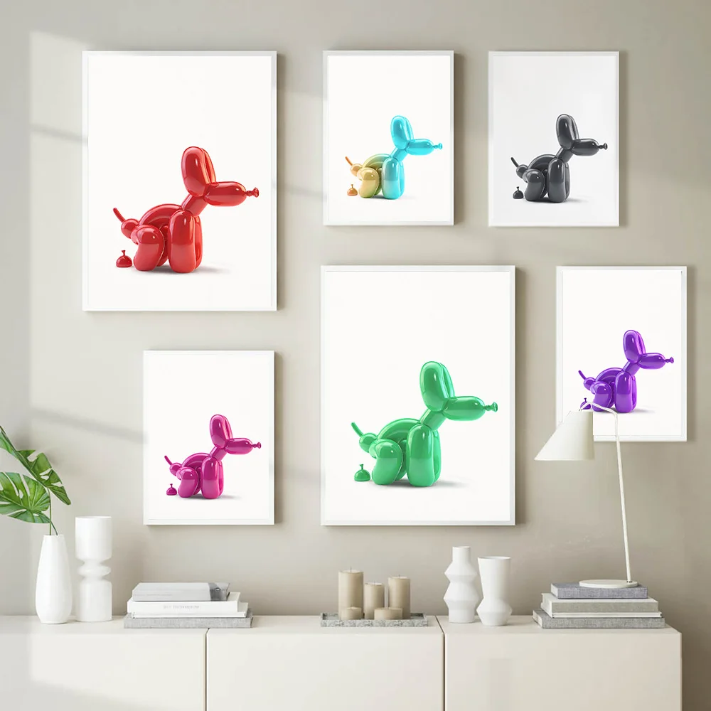 Funny Toilet Wall Art Poster Painting Abstract Balloon Dog Posters and Prints Modern Wall Pictures for Bathroom Wall Art Decor