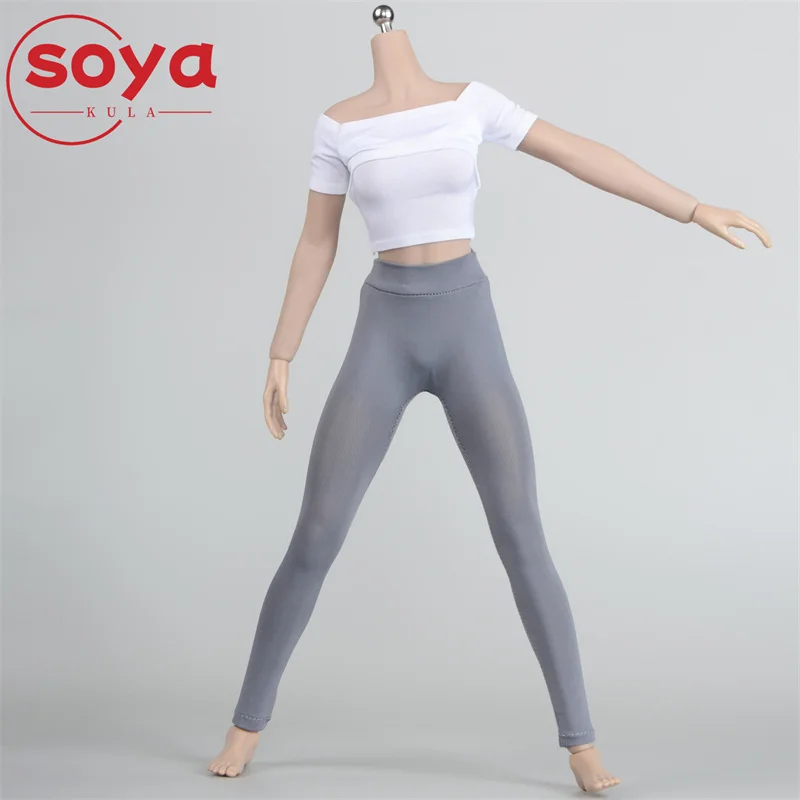 ألعاب الفلفل الحار GBT-002 1/6 سراويل اليوغا النسائية عالية الخصر سراويل ضيقة مرنة الملابس نموذج صالح 12 ''الجندي عمل الشكل الجسم #2