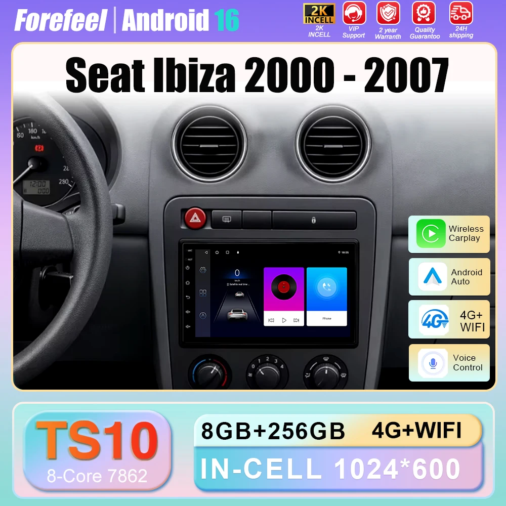 7'' For Seat Ibiza 2000 2001 2002 2003 2004 2005 2006 2007 Navigation Android GPS Radio Carplay Stereo Multimedia Player Screen