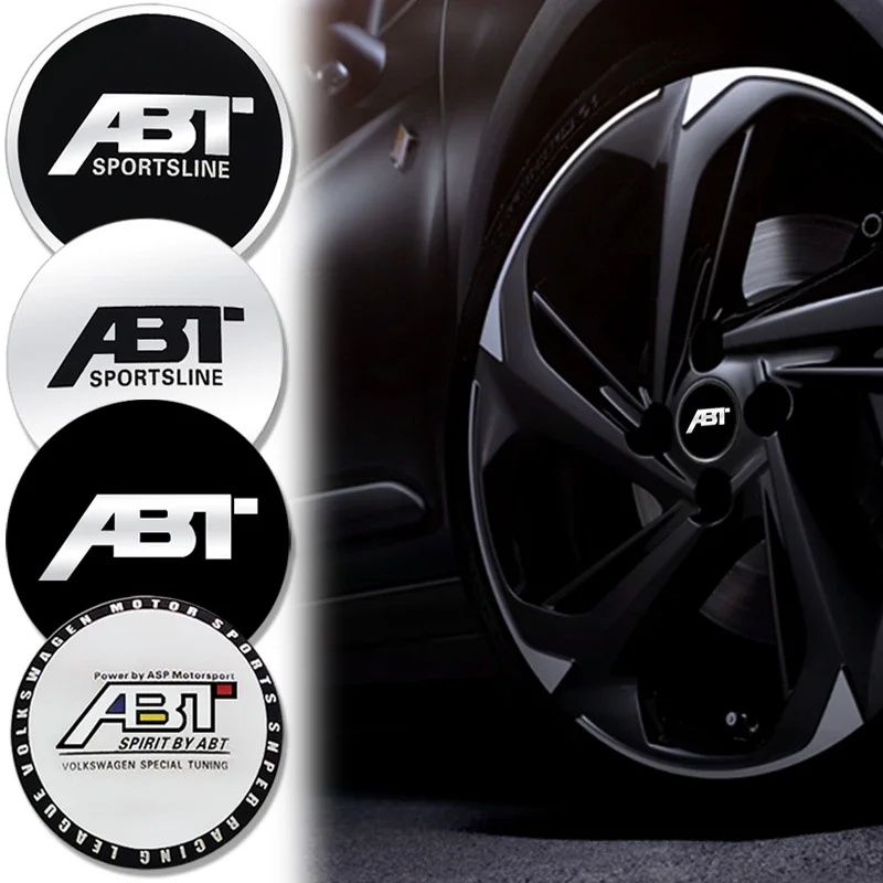 Aluminum 4PC 56mm ABT Logo Badge Car Wheel Center Hub Caps Emblem Stickers For RS3 RS4 RS5 RS6 Q3 Q5 Q7 Q8 A4 A7 A3 Accessories