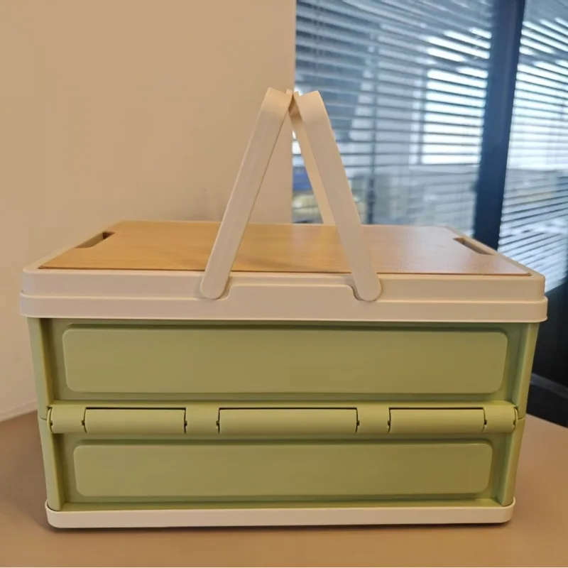

Foldable PP Storage Basket with Handle Outdoor Home Travel Organizer Holiday Gift Box Dustproof Design