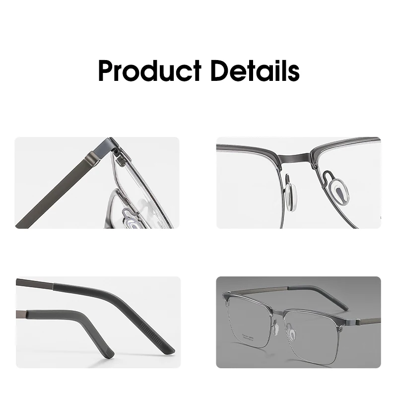 Linde Titanium Glasses Ultra Light Square Business Half Frame Glasses Frame  Formula Progressive Presbyopia Glasses Spectacles