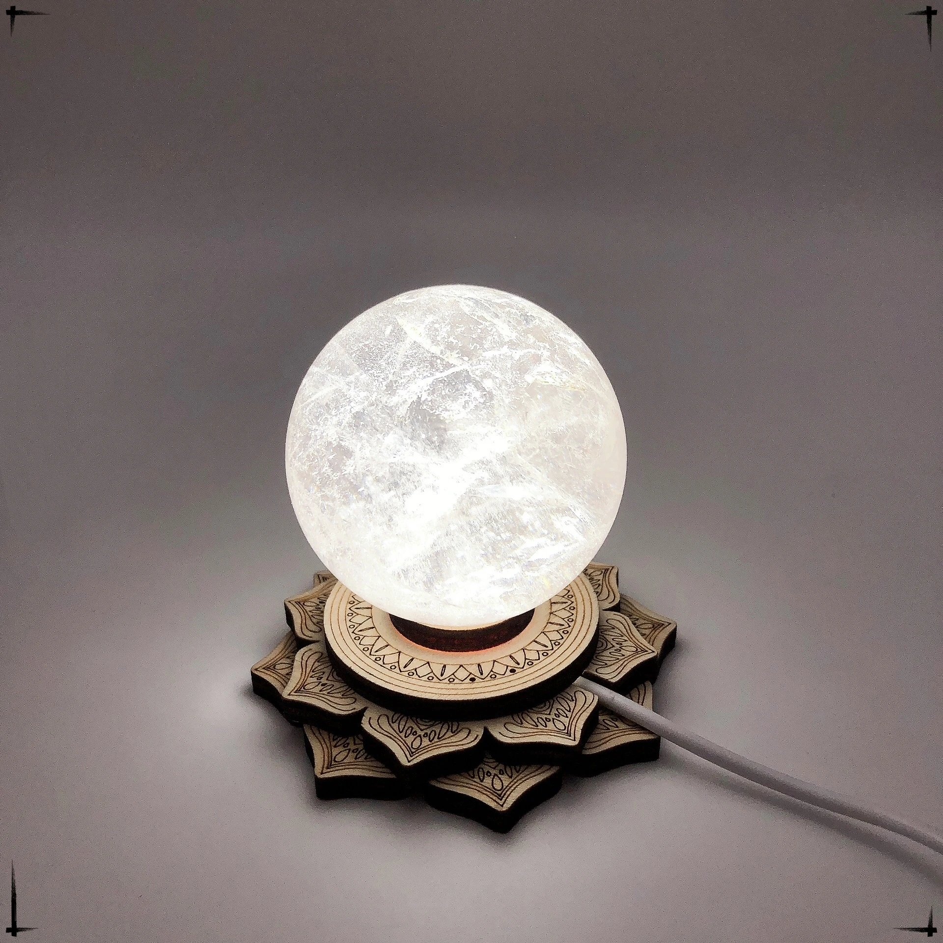 

LED 3D Night Light Lotus Tower Shape Wooden Bracket Crystal Sphere Stand Crystal Ball Base Sphere Holder Ornaments Home Decor