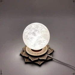 LED 3D Night Light Lotus Tower Shape Wooden Bracket Crystal Sphere Stand Crystal Ball Base Sphere Holder Ornaments Home Decor