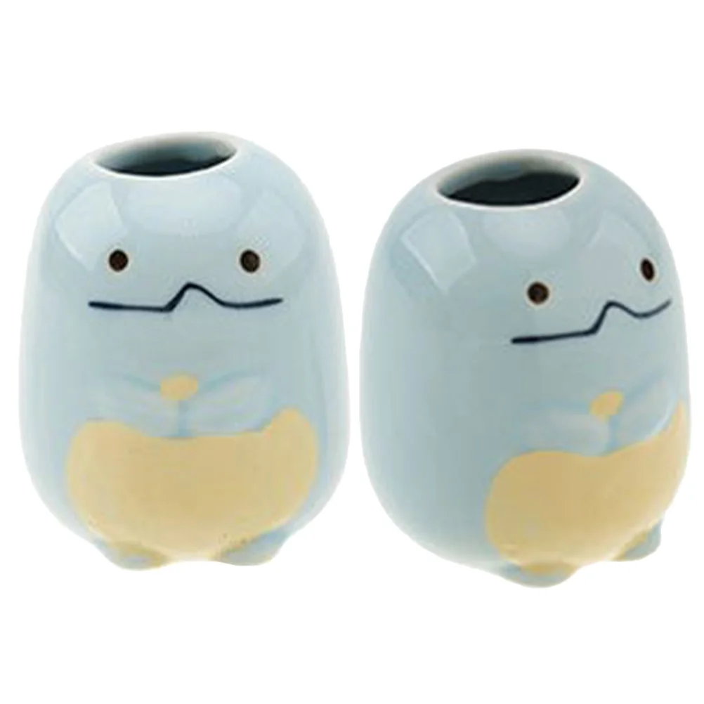 

2Pcs Toothpick Holder Ceramic Cute Toothpick Container Tabletop Stable Toothbrush Stand Home Decoration Toothbrush Holder