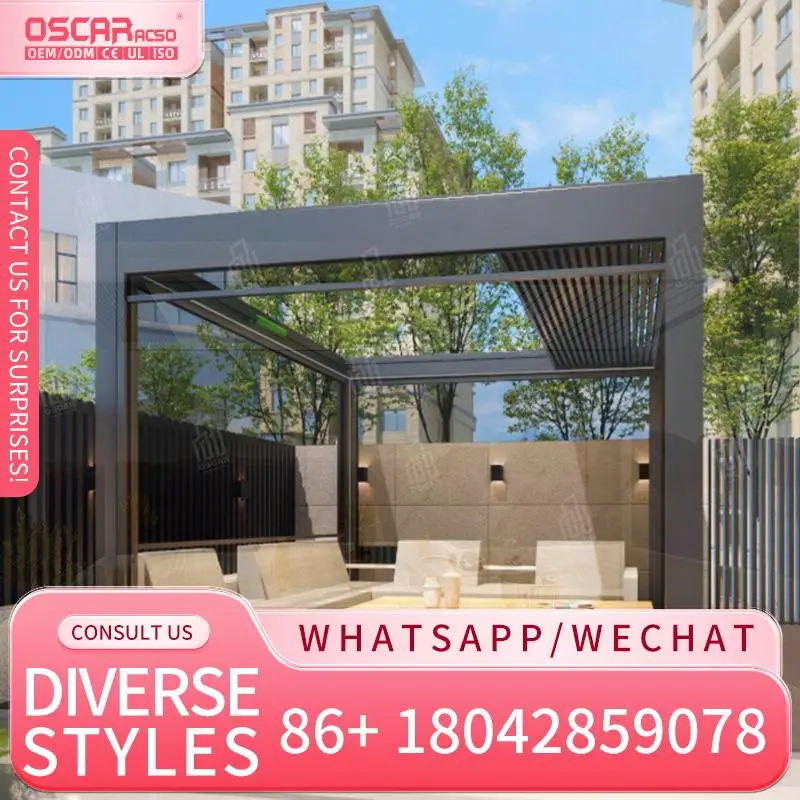 

Садовый солнцезащитный козырек, системы крыши с жалюзи, уличный чехол для патио, водонепроницаемый алюминий с раздвижной стеклянной дверью, беседка