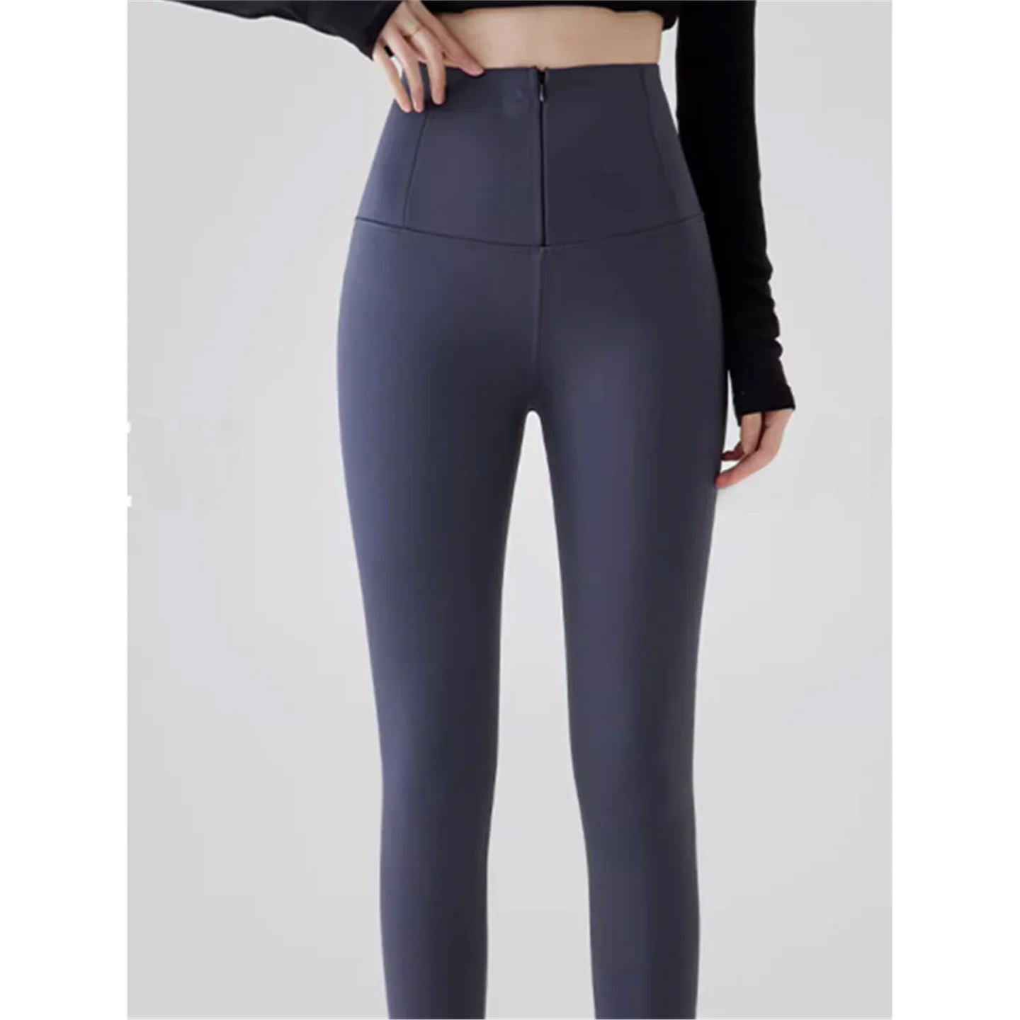 スリムハイウエストジッパー付きアールスキンヨガパンツ レディースベースレイヤーパンツ 春秋用 滑り止め ヒップアップ お腹シェイプ...