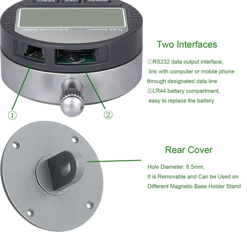 Range Gauge DTI Digital Dial Indicator 0.001Mm Resolution,0-12.7Mm/0-0.5 Inch Range Dial Test Indicators