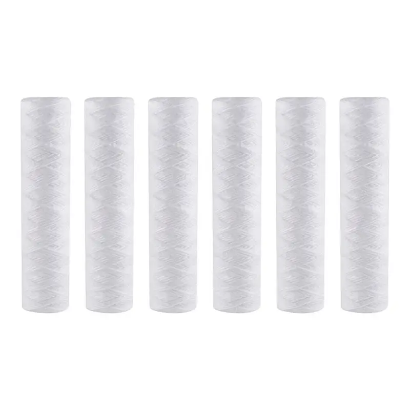 [HOT!A24R】 6Pcs 5 Micrometre String Wound Water Filter Universal Whole House Replacement Cartridge Sediment Filters 10Inch