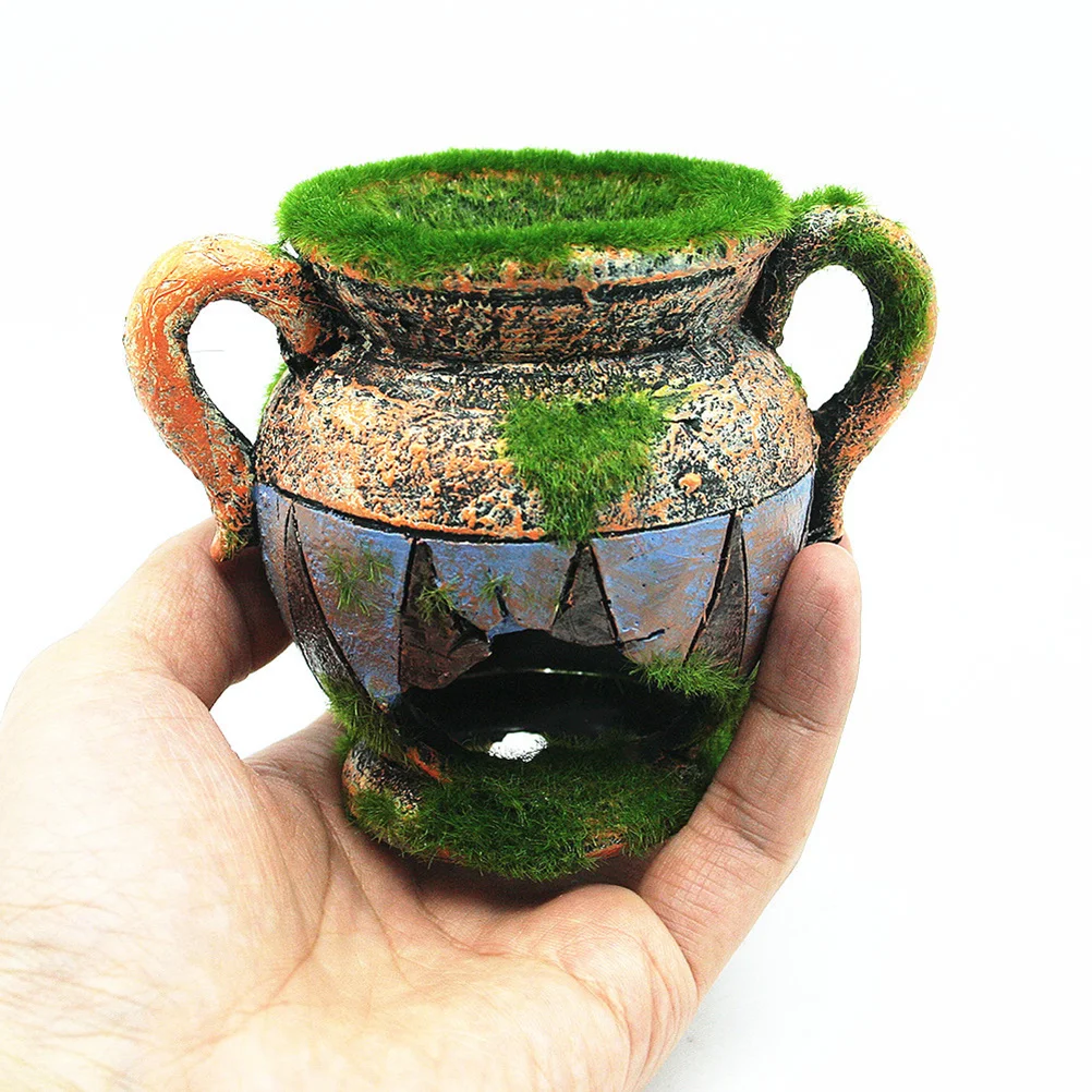 

Broken Aquarium Moss Flower Pot Fish Hiding Decor Tank Centerpiece Japanese Decorations Place