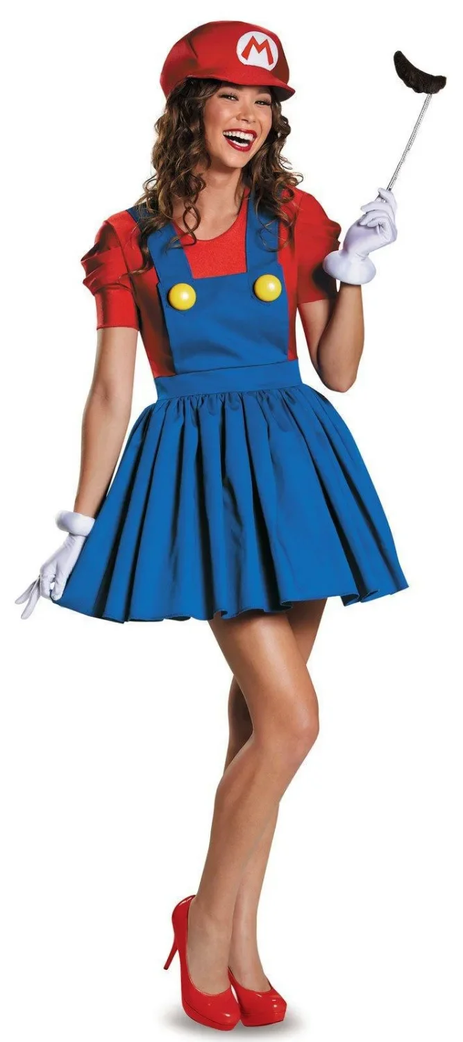 Fantasia Cosplay Super Brothers para Mulher, Halloween, Mario e Luigi, vestido de RPG