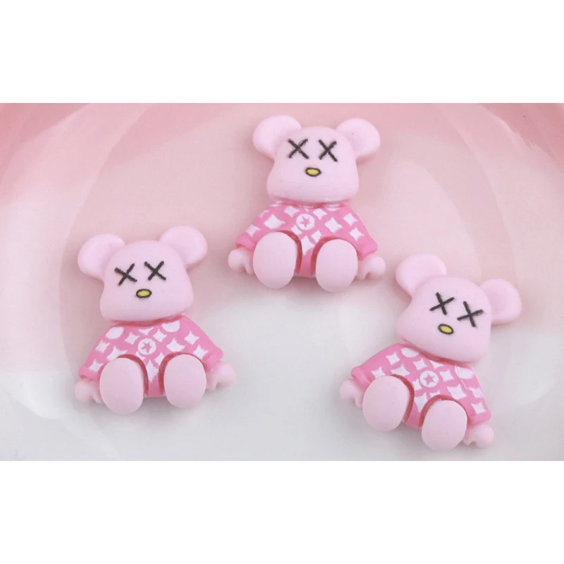 3D Kawaii Cartoon Bear Charms per unghie Resina Custodia per telefono fai da te Tazza Patch Scatola di immagazzinaggio per auto Decorazione Ciondoli per cartoni animati Kawaii per nail art