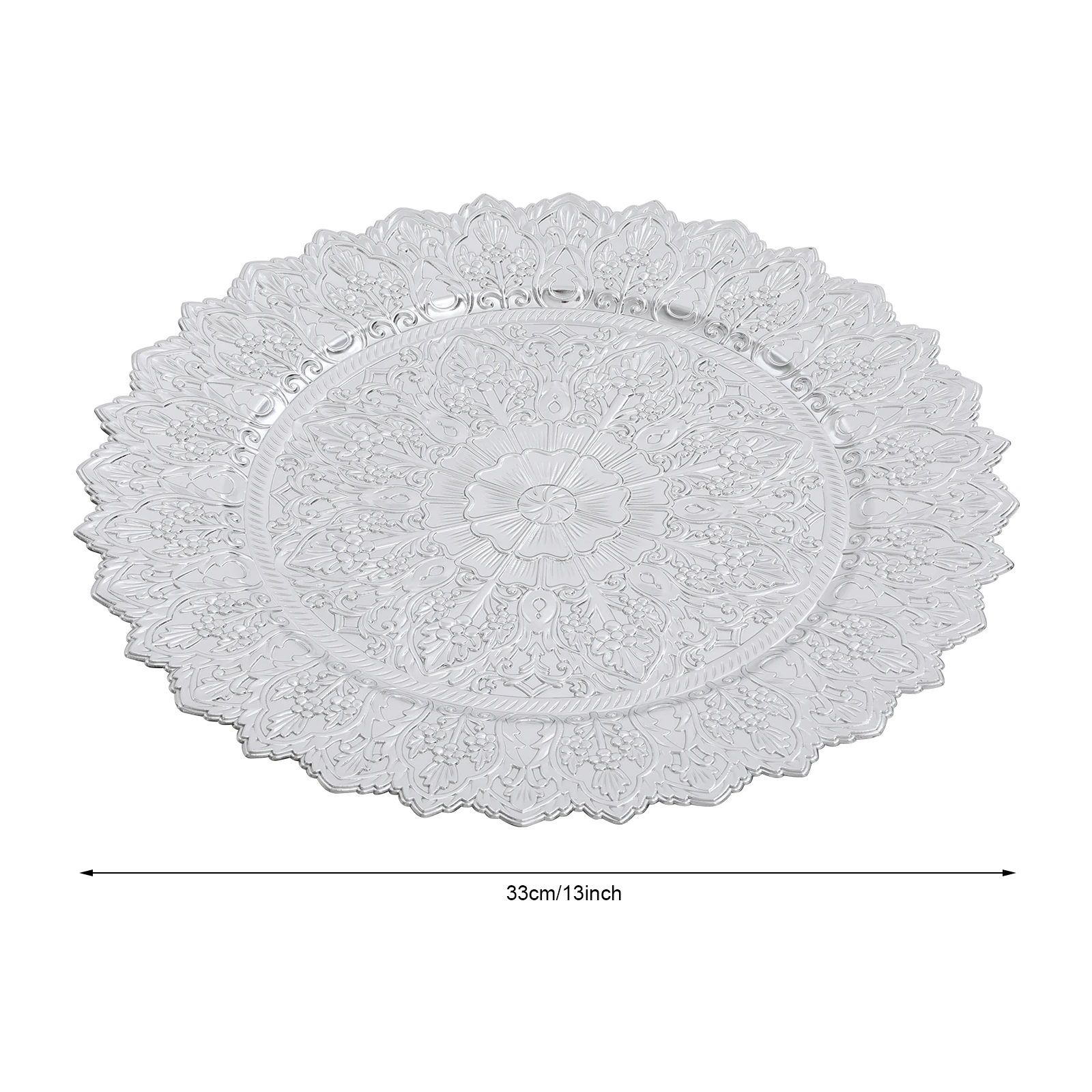 

50PCS Silver Antique Charger Plates, Dinner Charger Plates, Charger Plates for Wedding, Party Table, Banquets, Barbecues Decor