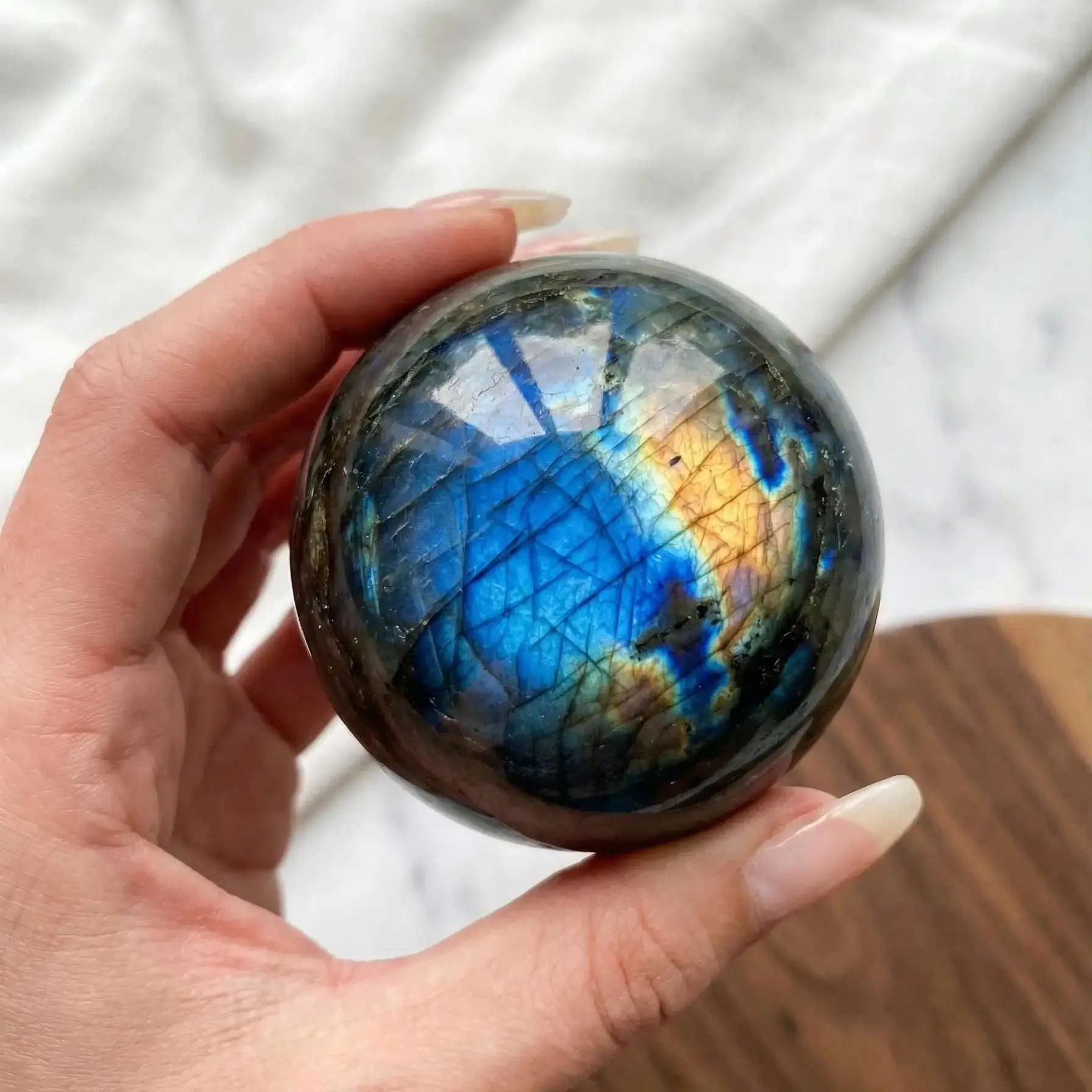 Natural Labradorite Sphere, Polished Flash Crystal Ball