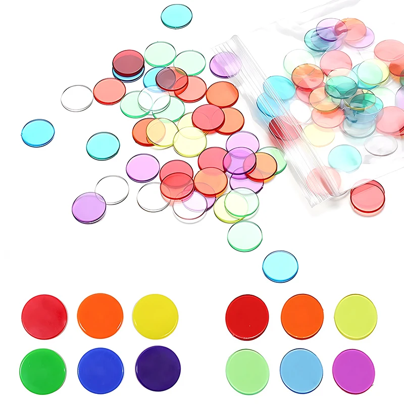 Round Markers 19 mm Plastic Count Chips Assorted Color Montessori Sensory Counting Teaching Materials Bingo Board Game Props ZYF