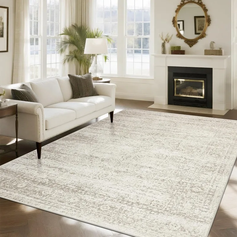 Washable Rugs 8x10 Area Rugs For Living Room, Bedroom,Large Carpets,Ultra Soft Faux Wool Retro Dining Room Rug,Non Slip