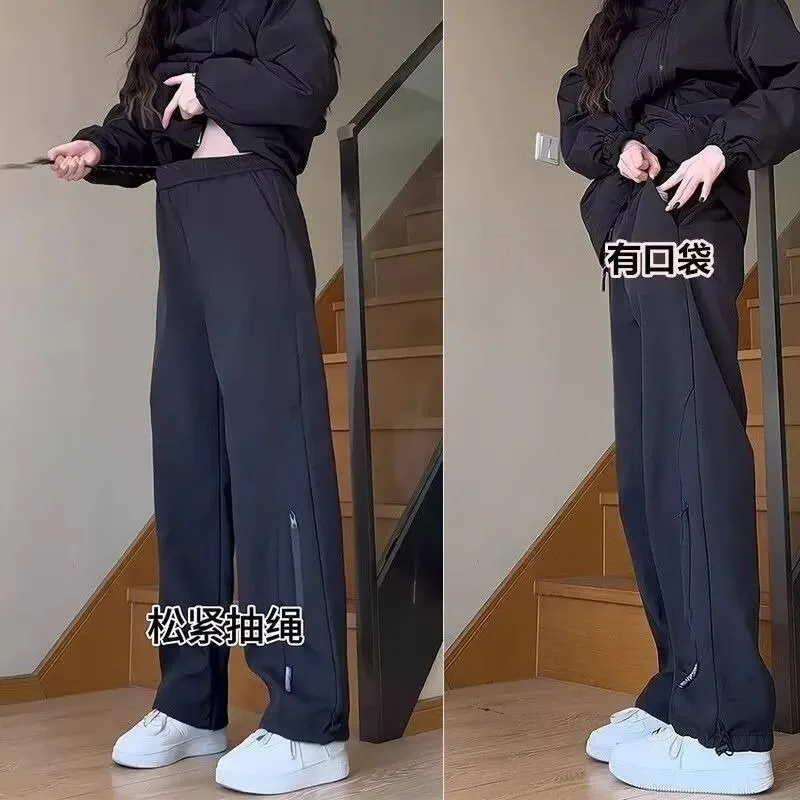 

Тонкие водонепроницаемые уличные функциональные штурмовые брюки для альпинизма, прямые брюки в стиле ретро, свободные повседневные простые спортивные брюки