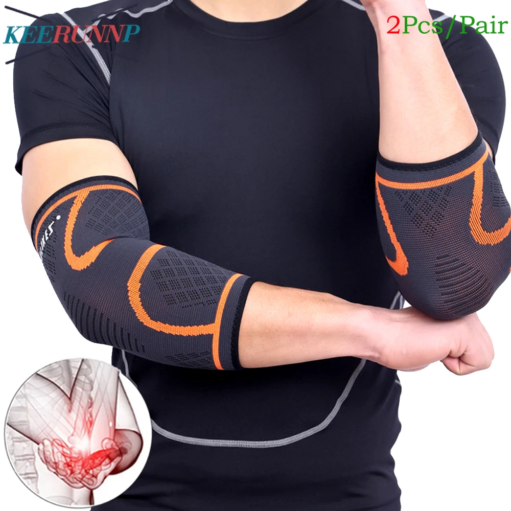 1Pair Elbow Brace Compression Support Sleeves for Tendonitis,Gym Tennis Elbow Treatment - Reduce Joint Pain During Any Activity