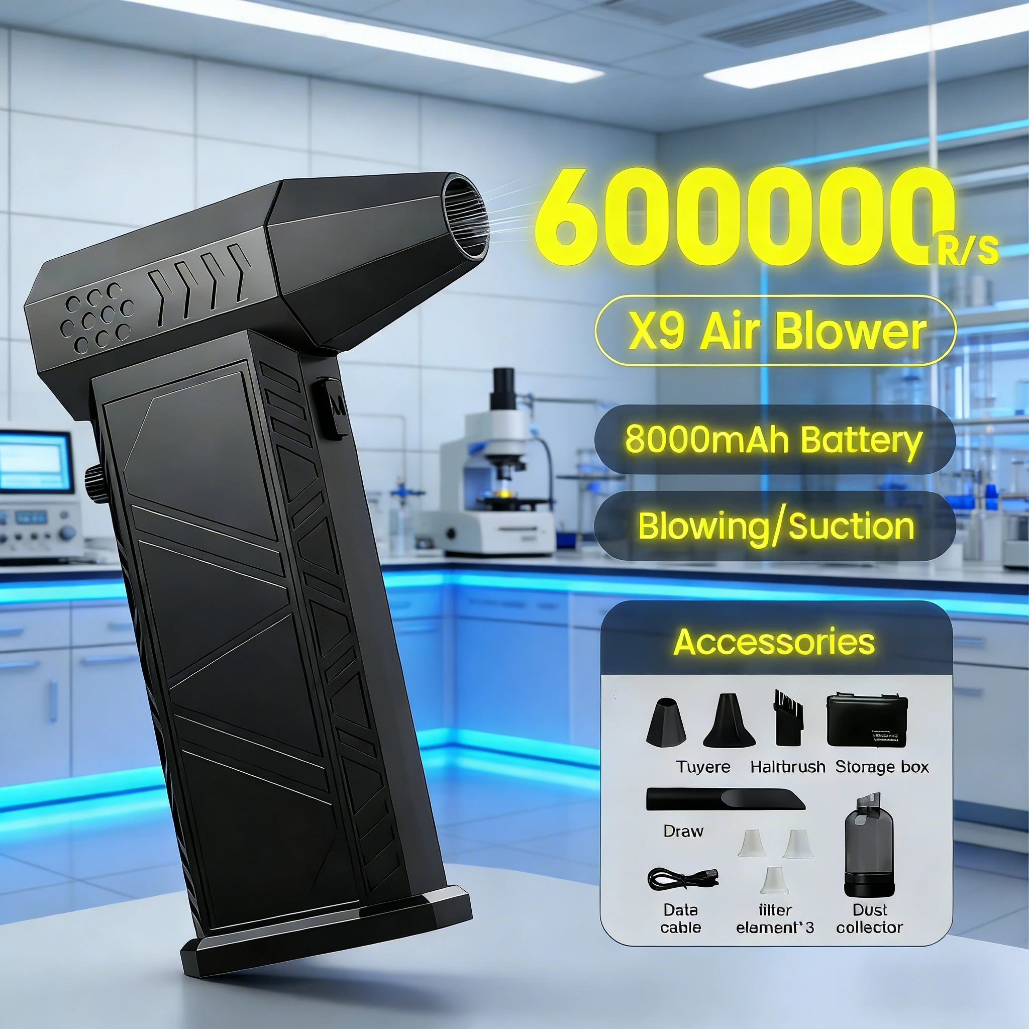 

300,000RPM X9 Upgraded Handheld Turbo Fan | Rechargeable Brushless Motor Portable Hair Dryer for Fast Drying & Outdoor Use