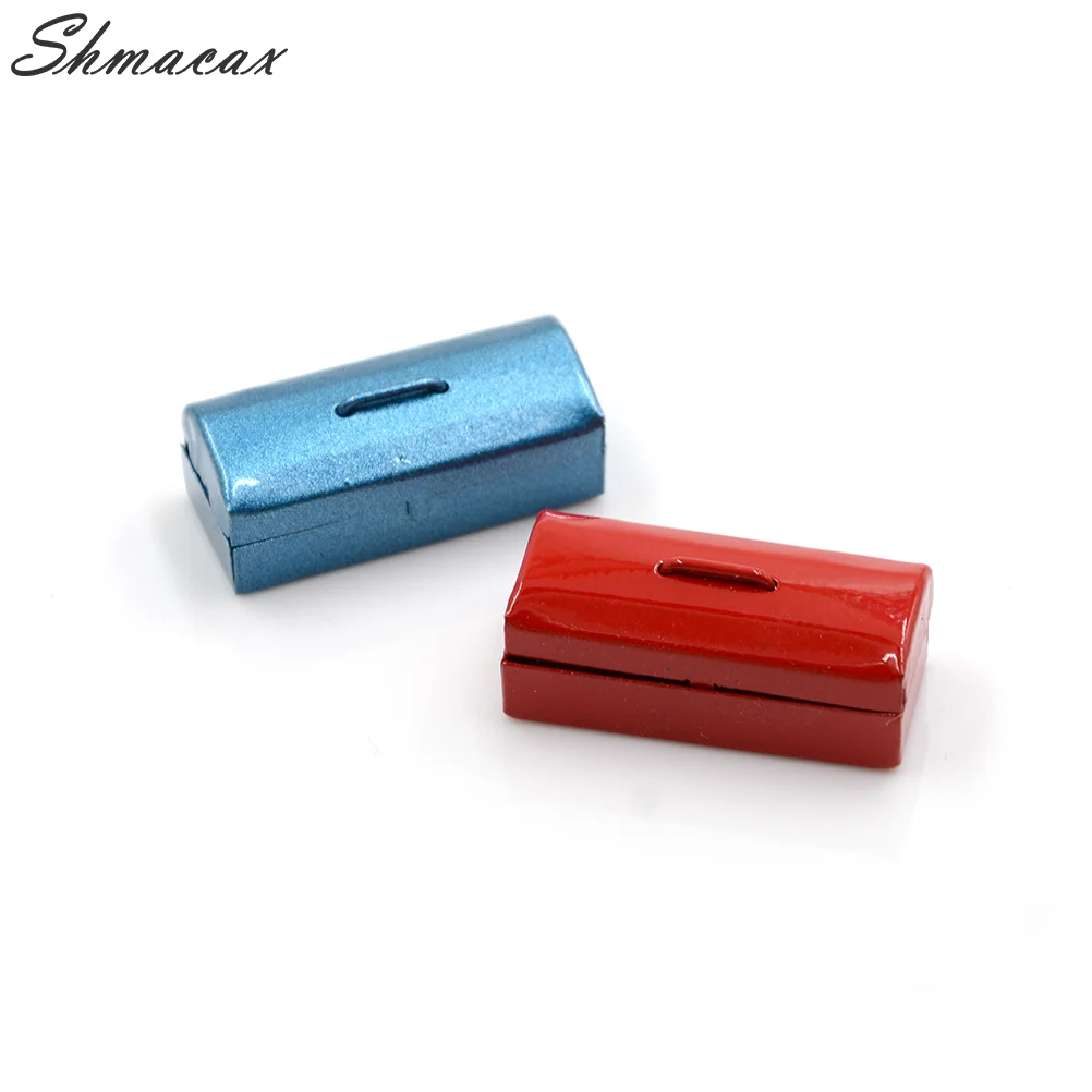 Mini Metal Tool Box, Dollhouse Miniature, vermelho, azul, 1:12