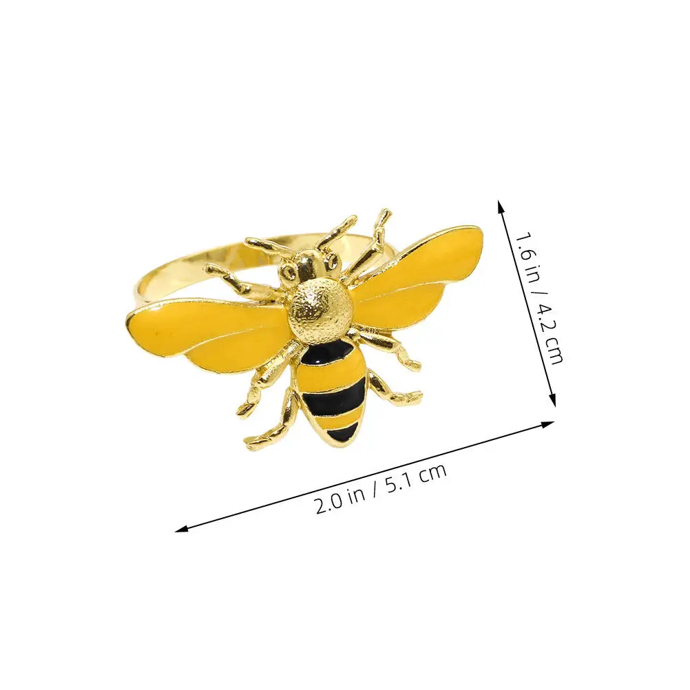 4Pcs Modern Napkin Rings Yellow Bumblebee Theme Animal Napkin Holder for Dinner Table Entertaining Friends Housewarming Gift