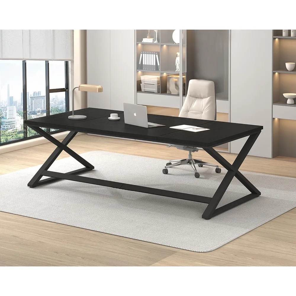 

Large Black Computer Desk, 70.8” Long Writing Desk For Home Office, Modern Simple Executive Work Study Desk For Two Person,