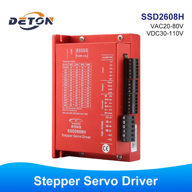 

YAKOTEC SSD2608H closed loop driver AC20~80V or DC30 ~ 110V can be used for CNC milling machine high precision machining
