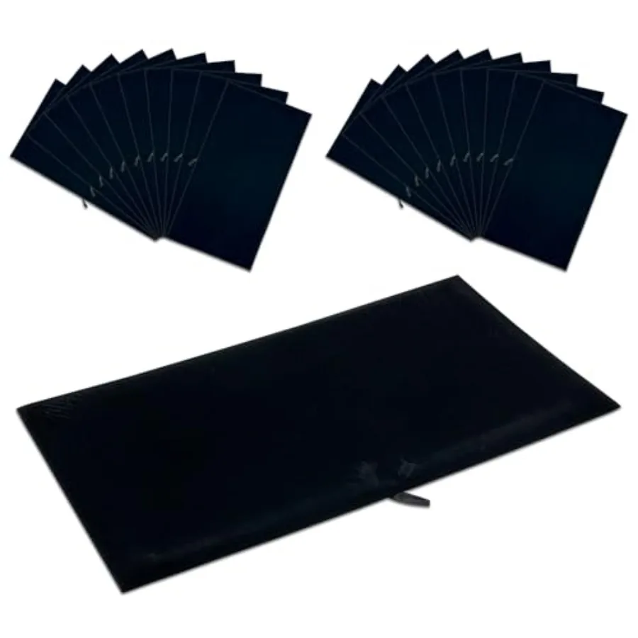 

20-Pack Foam Cushion Flocked Jewelry Pads - Flat Full Size - Rings Necklaces Bracelets Watches Presentation - Black by The Disp