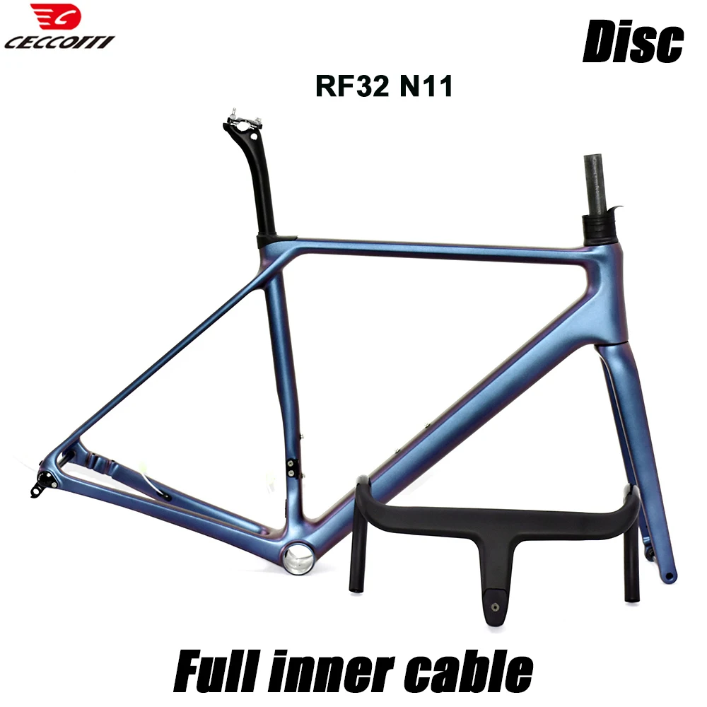 CECCOTTI RF32 Model Chameleon Color carbon Frame Road Bike Full inner cable Disc brake Bicycle frameset