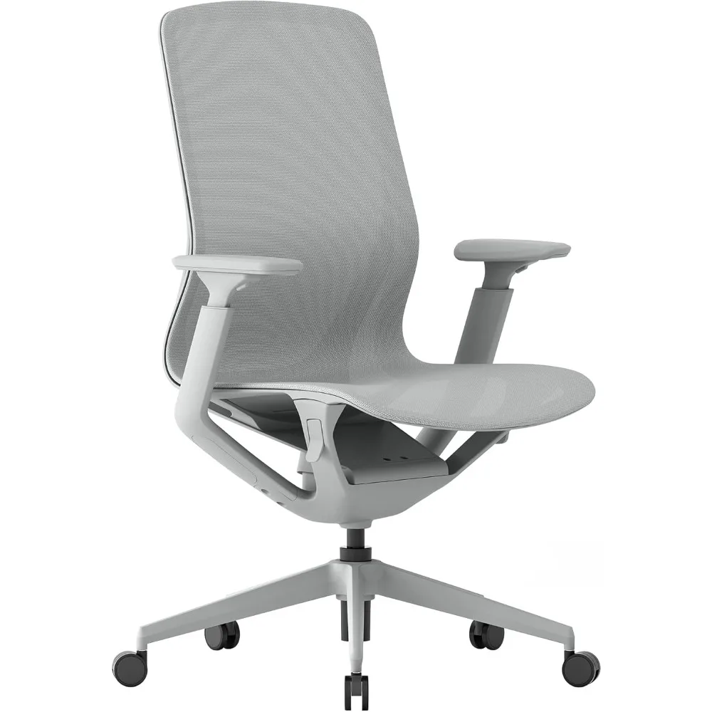 Waverly Mesh Office Chair - Mid Back Mesh Chair, Adjustable Height & Arm Rest, Swivel, Seat Tilt - Grey