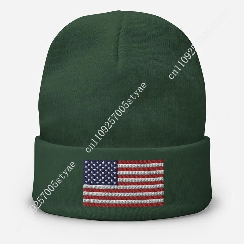 American Flag Beanie Men Women Embroidered Knit Hat Beanies Warm Winter Caps Soft Skull Cap Fashion Ski Hats Knitted Hat 4