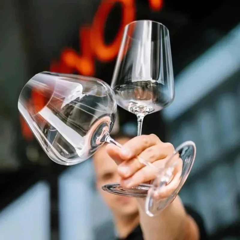 New Classics Light Luxury Ultra-thin Slim Burgundy Bordeaux Style Wine Glass with Cup Stems for Birthday Party Bar Goblet