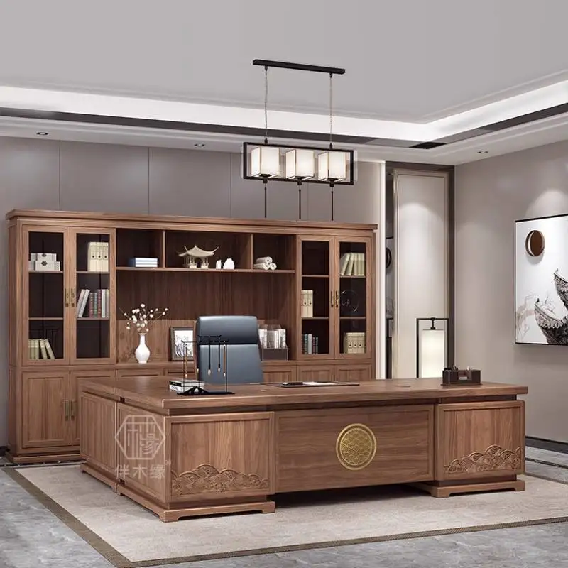 Bruin opbergruimte Executive bureau Moderne luxe grote lades Computerbureau Staande verstelbare Scrivania werkstationtafel