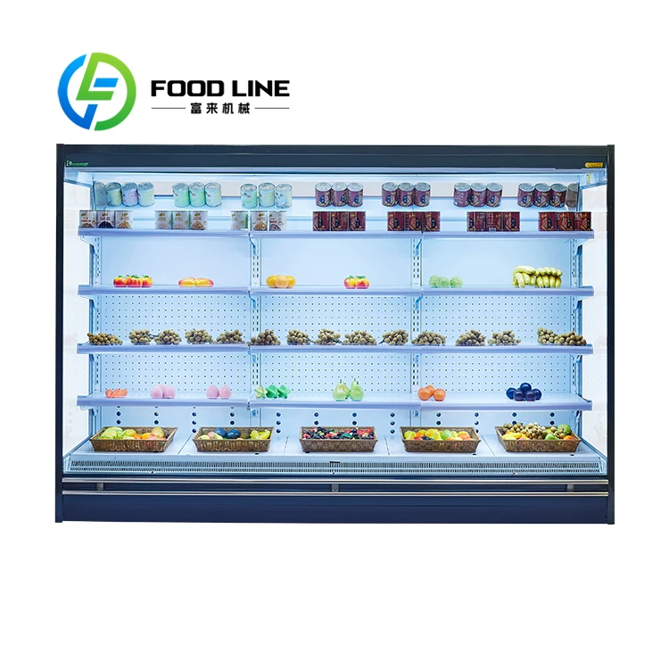 Commercial Supermarket Multideck Open Front Chiller Air Curtain Refrigerator Showcase Split Compressor air Curtain