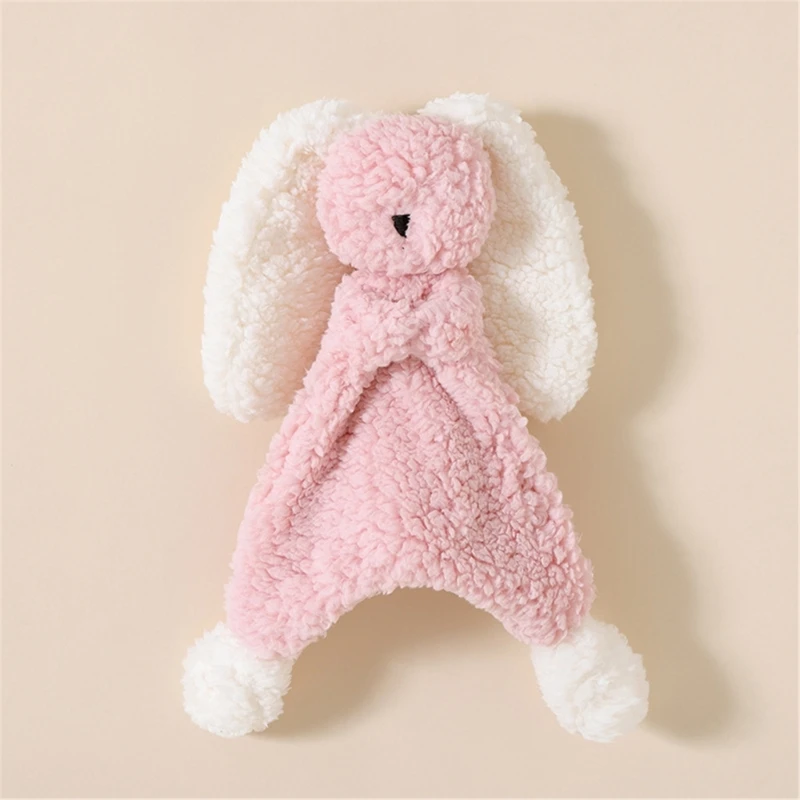 Infant Safe Chewable Lamb Fleece Snuggle Blanket Two Color Toy Baby Soother Towel Comfortable Toy for Soothing & Play A2UB