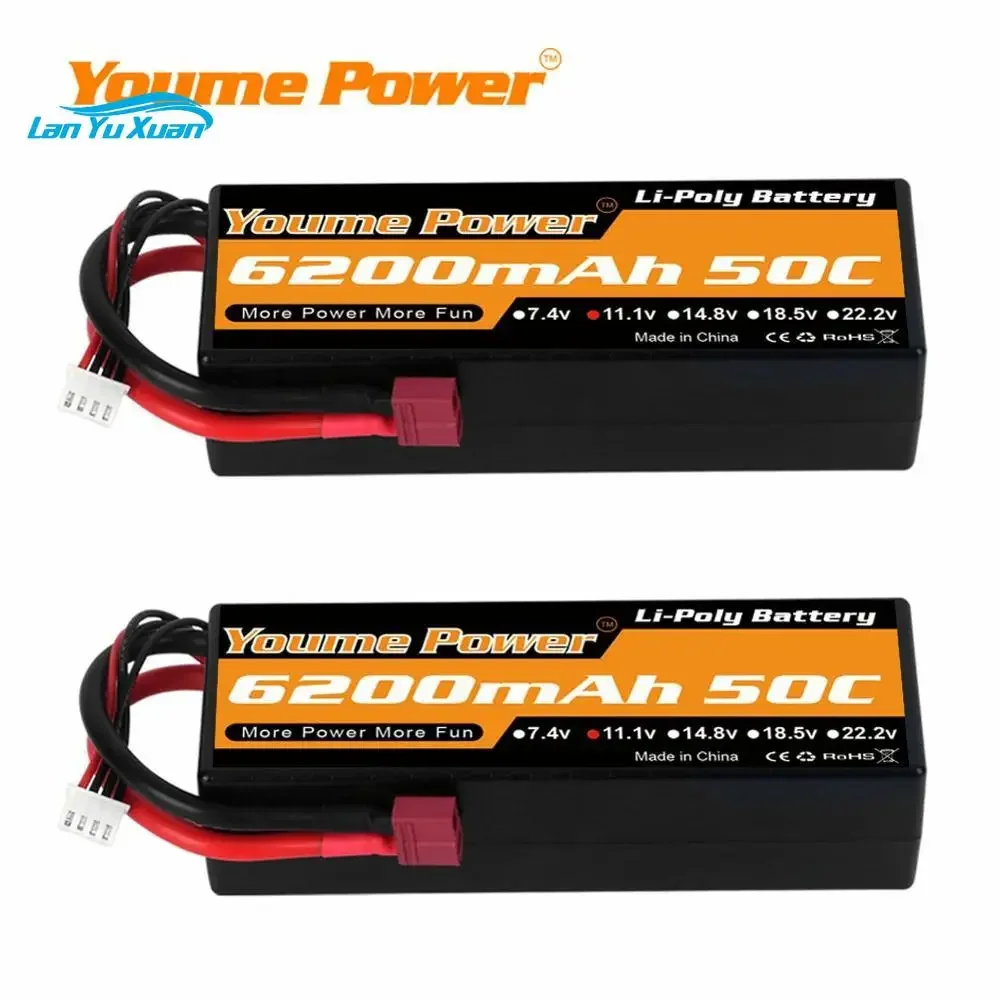 

2 шт. 3S Lipo аккумулятор 11,1 В 6200 мАч жесткий чехол 50C для Trex RC Car X-maxx 1/10 1/12 Truck Monsters Aorplane Boat