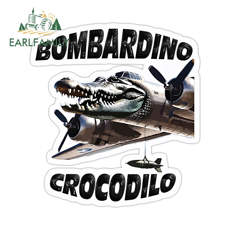 

EARLFAMILY Interesting Bombardiro Crocodilo Car Stickers Cool Personality Cartoon Meme Decals Creative Racing Accessories
