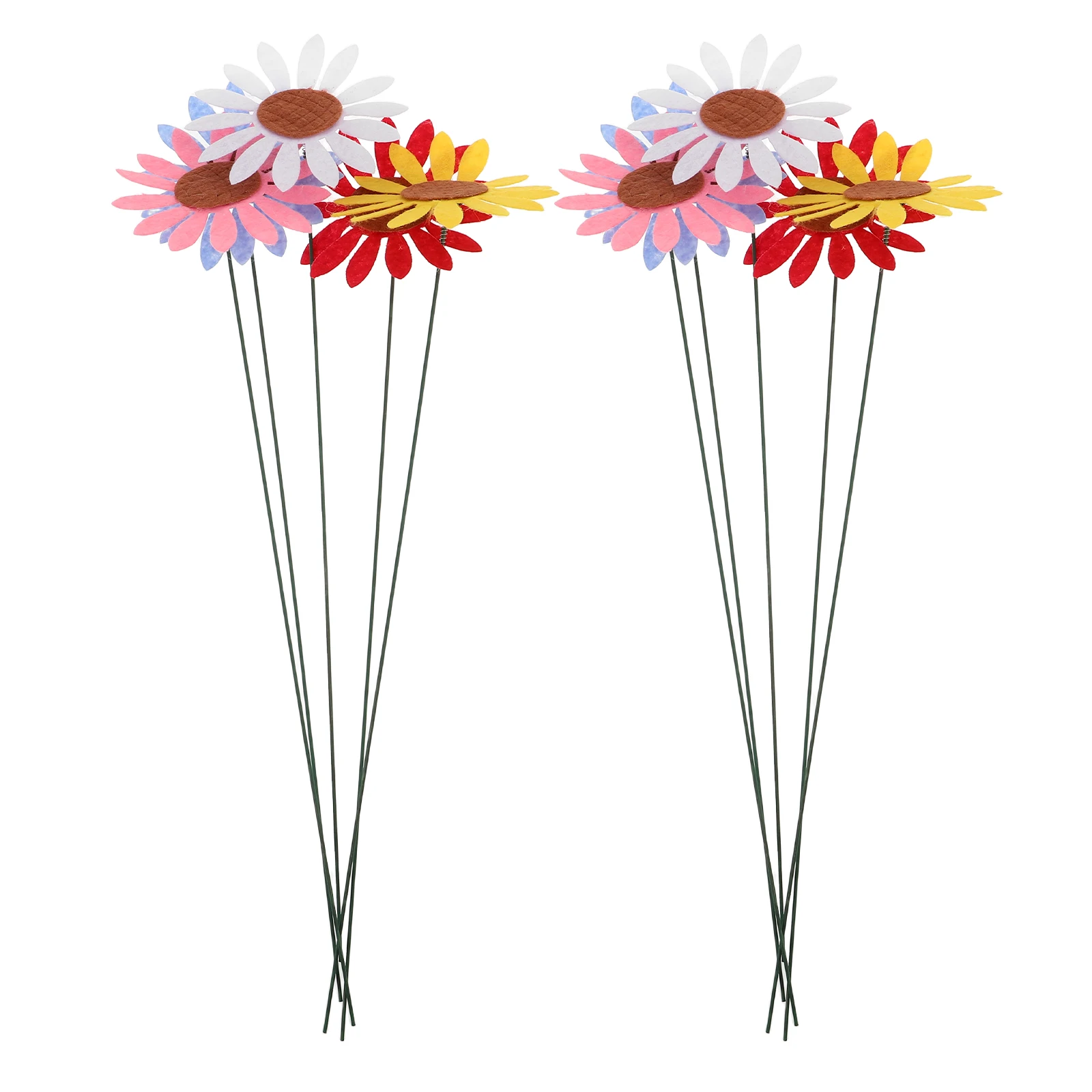 

10 Pcs Decorative Sunflower Garden Stakes Stakesm Metal Non-woven Flowers for outside