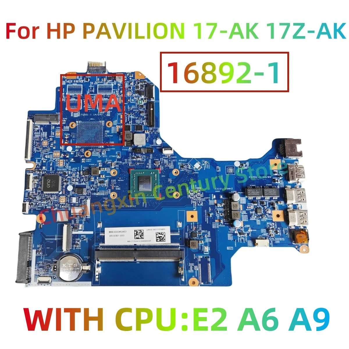 

16892-1/-2 is suitable For HP PAVILION 17-AK 17Z-AK laptop motherboard with CPU EM900 A6 A9 UMA 100% test shipment