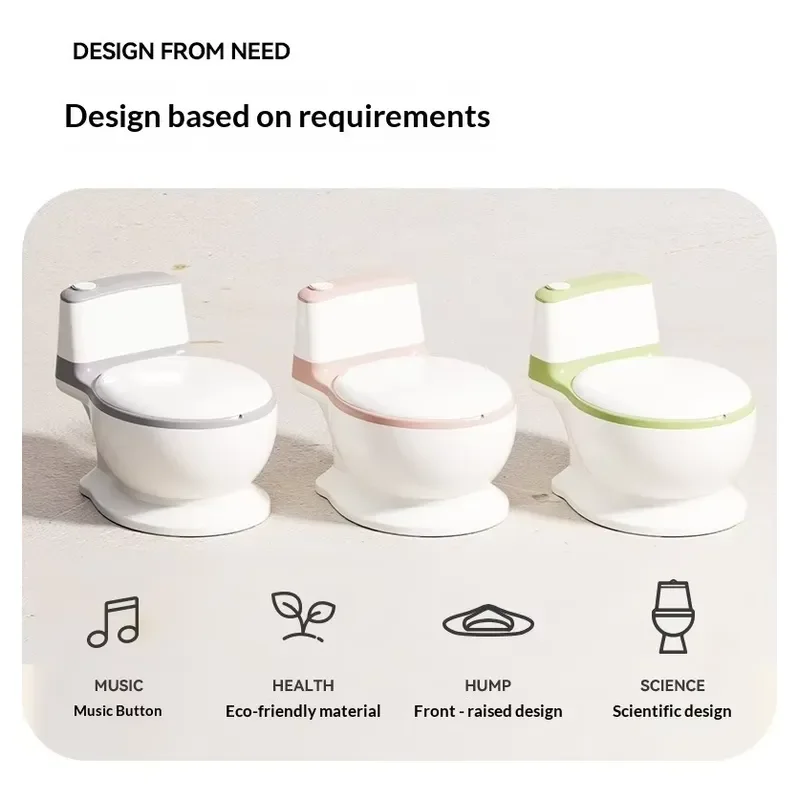 Kids Potty Training Toilet with Simulated Flushing Sound Plastic Baby Boy Girl Small Pot for Toddler Bathroom Learning Aid