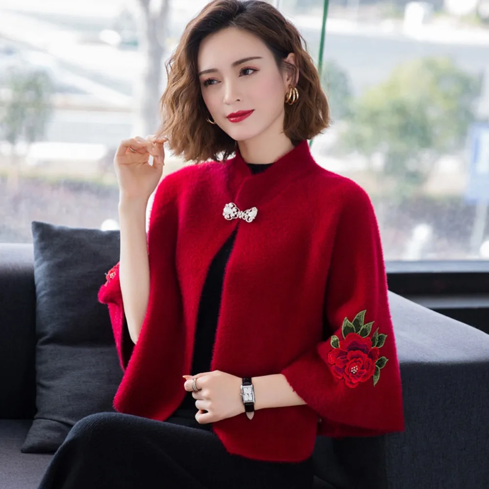 Vintage Wraps Coat Women Clothing Casual Ethnic Style Embroidery Cheongsam Qi Pao Cloak Streetwear Autumn Elegant Outerwear