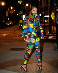 Camouflage Print Puffy Parkas Jacket Women Men Unisex Stand Collar Long Sleeve Winter Thick Warm Cotton Padded Coats Outerwear
