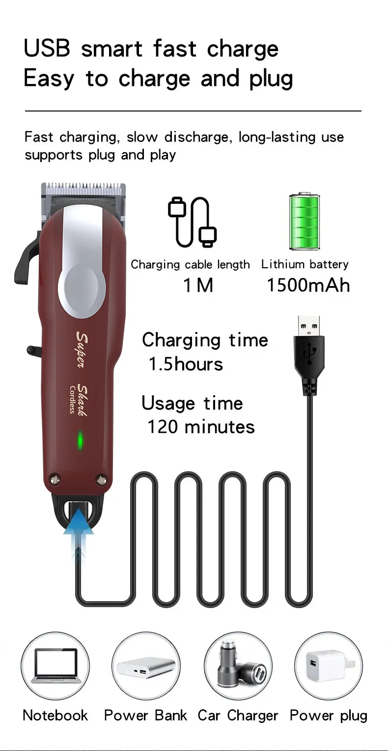 Magicful Professional Hair Clipper Lithium Battery USB Chargeable Trimmer LED Display Home Man Beard Shaver Hair Cutting Machine