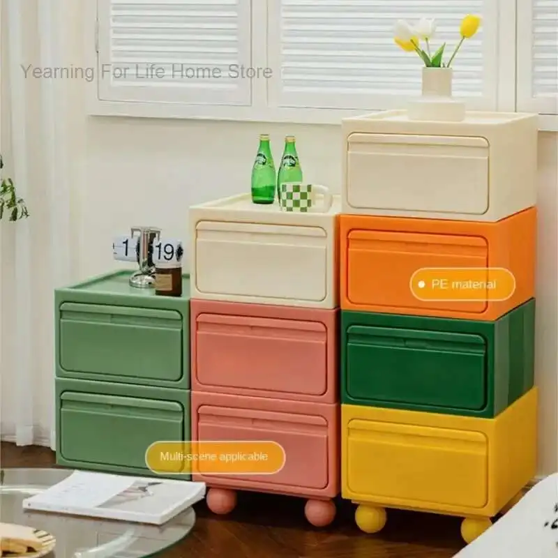 Olevo Wooden New Nordic Small Bed Table INS Wind Mobile Storage Side Cabinet Creative Simple Storage Combination Small Cabinet