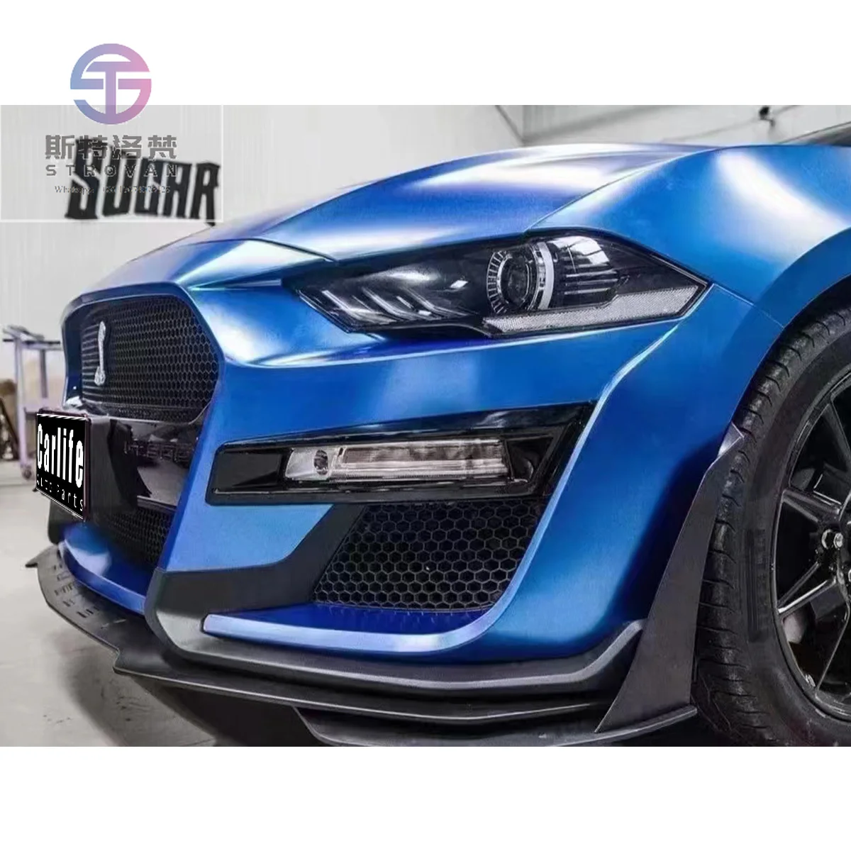 

For Mustang 2018-2022 Conversion to GT500 Style Consist of Hood Tail Lights Front Bumper Fender.