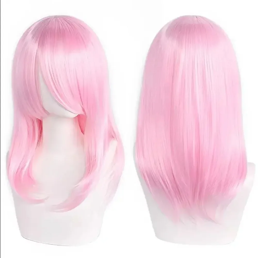 QQXCAIW Parrucca cosplay media da 40 cm di alta qualità con botto Nero Biondo Rosa Rosso Blu Viola Parrucche sintetiche resistenti al calore