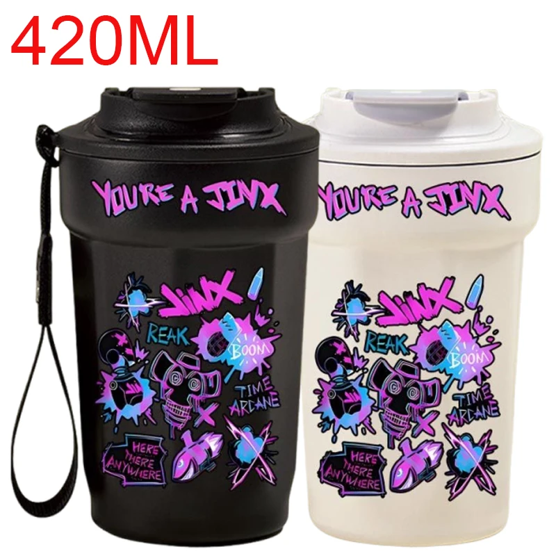 

420ml Arcane Jinx Vacuum Flasks Stainless Steel Thermal Anime Coffee Mug Travel Leak Proof Portable Insulated Hot Water Bottle