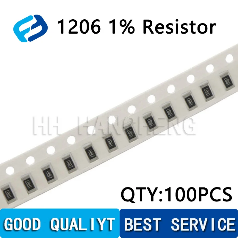 Resistencia SMD de 100 piezas, 1%, 1206, 0R ~ 10M, 1/4W, 0, 0,1, 1, 10, 100, 150, 220 ohm, 1K, 330 K, 2,2 K, 10K, 4,7 K, 1R, 10R, 100R, 150R, 220R,