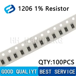 Resistencia SMD de 100 piezas, 1%, 1206, 0R ~ 10M, 1/4W, 0, 0,1, 1, 10, 100, 150, 220 ohm, 1K, 330 K, 2,2 K, 10K, 4,7 K, 1R, 10R, 100R, 150R, 220R, 330R 1M